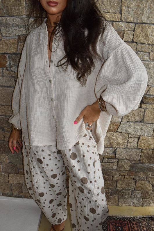 Hush Pillow Cotton Nero Boyfriend Shirt Calico